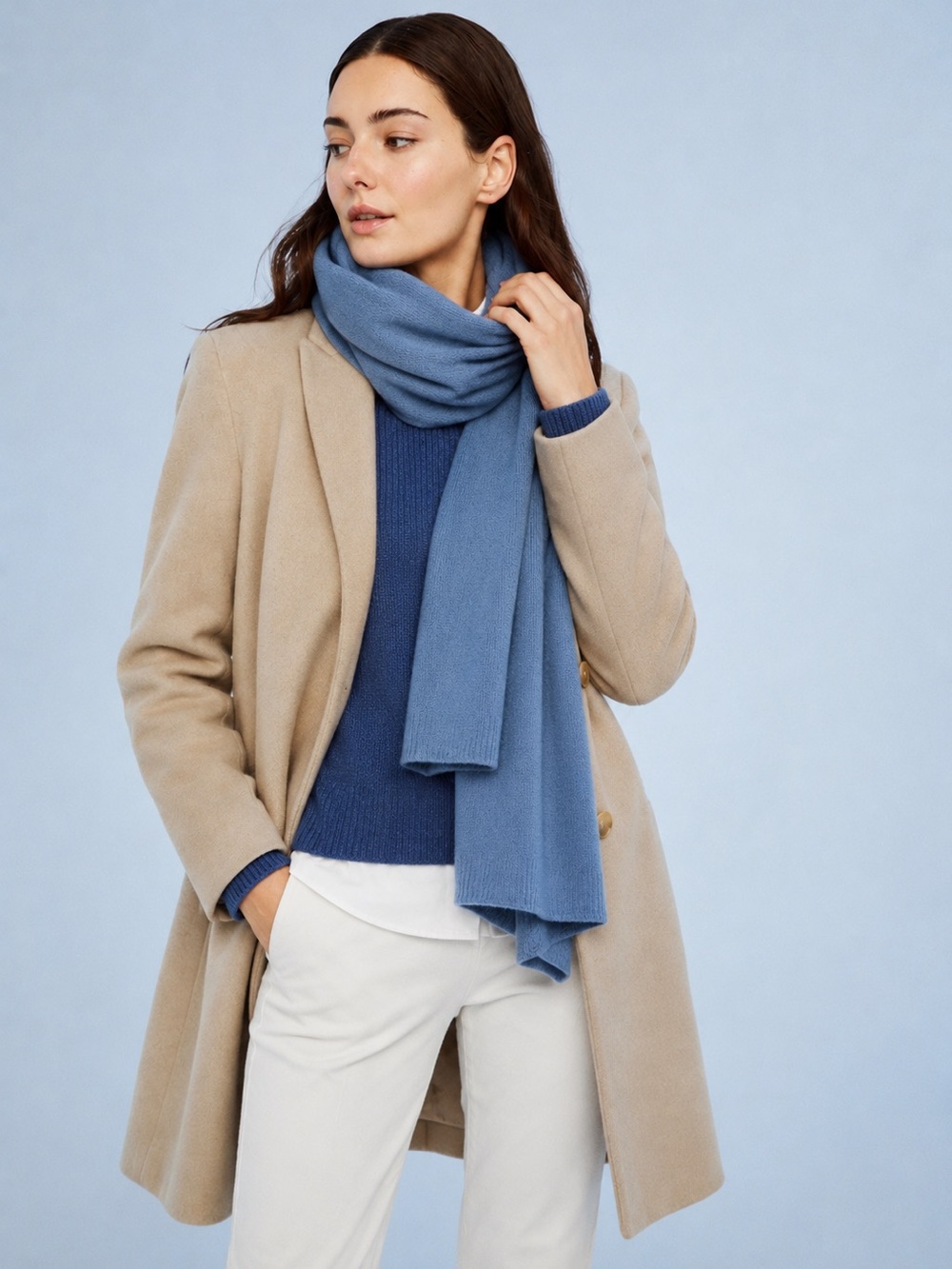 NWT Quince 100% Cashmere Blue Scarf